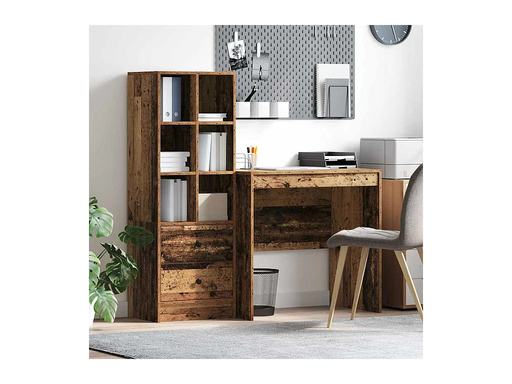 Bureau avec rangement 2 pcs Bois Ancien 80 x 50 x 76 cm