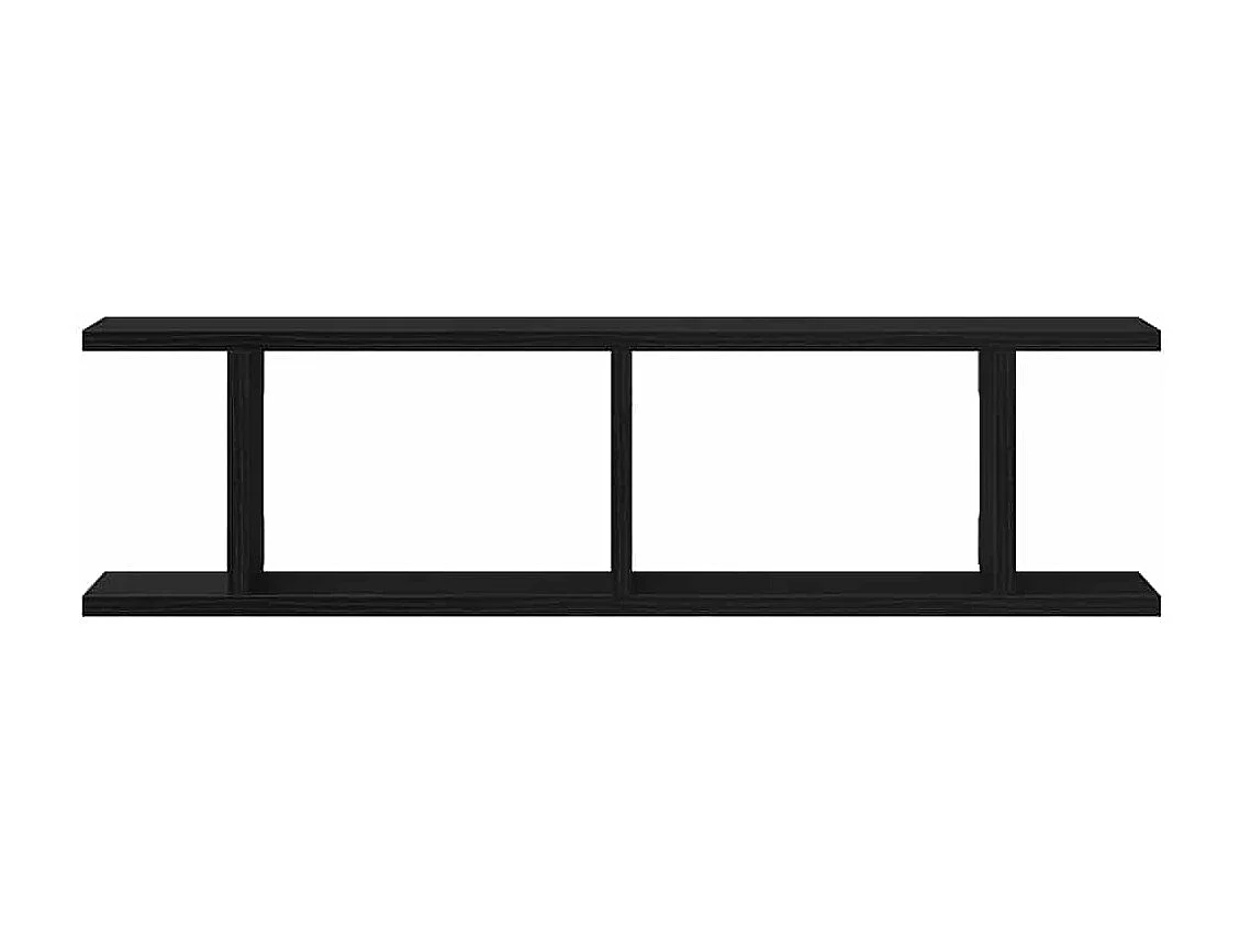 Wandplanken 2 st 75x18x20 cm spaanplaat zwart eikenkleurig