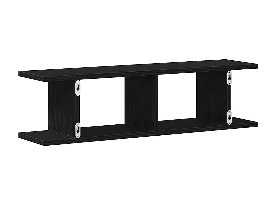 Wandplanken 2 st 75x18x20 cm spaanplaat zwart eikenkleurig