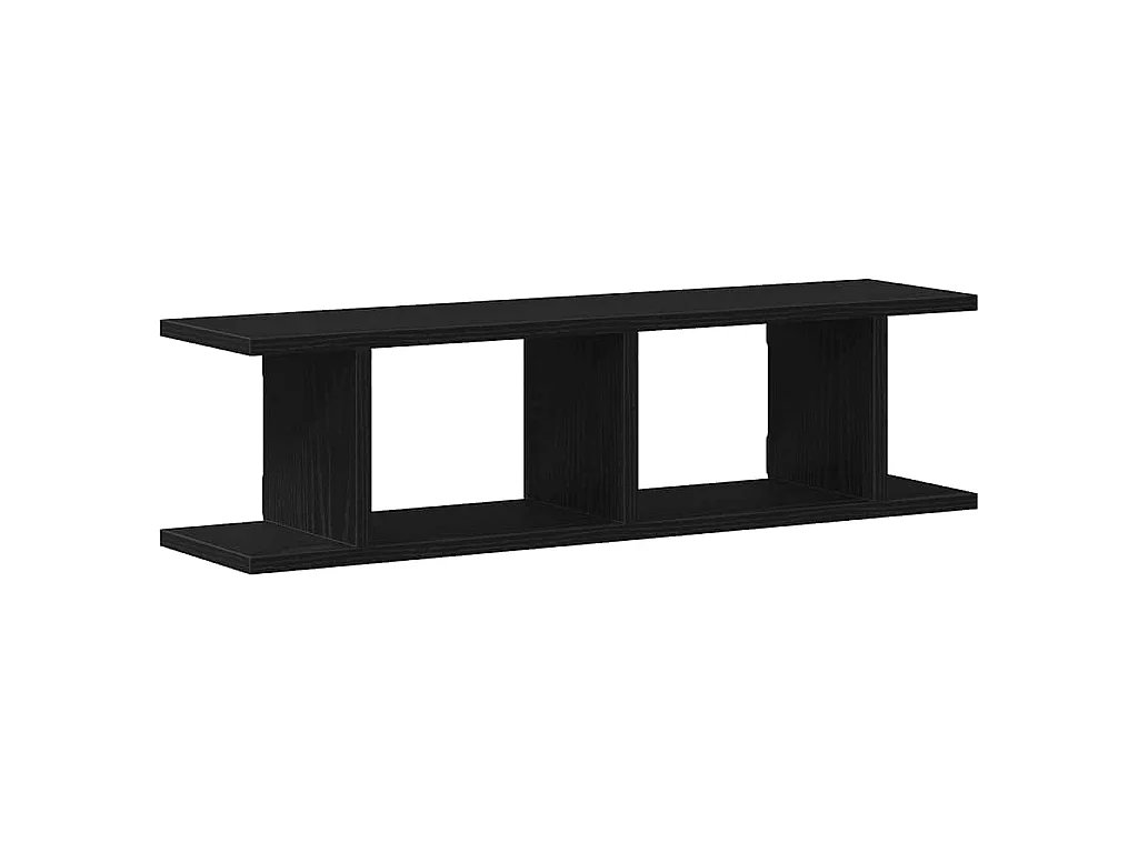 Wandplanken 2 st 75x18x20 cm spaanplaat zwart eikenkleurig
