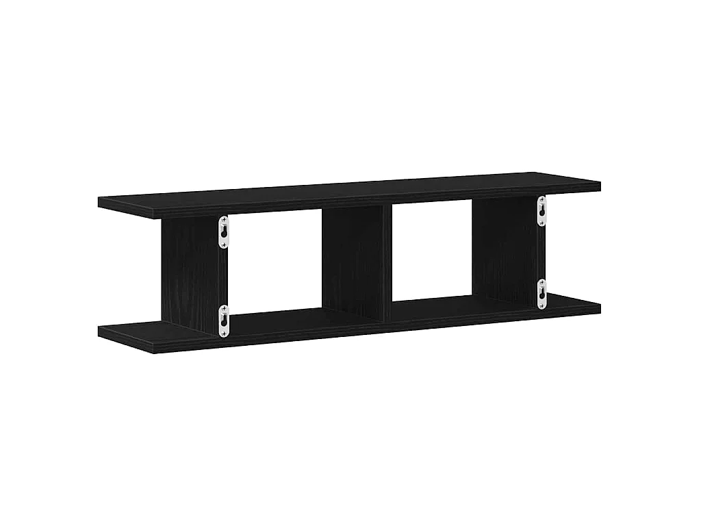 Wandplanken 2 st 75x18x20 cm spaanplaat zwart eikenkleurig