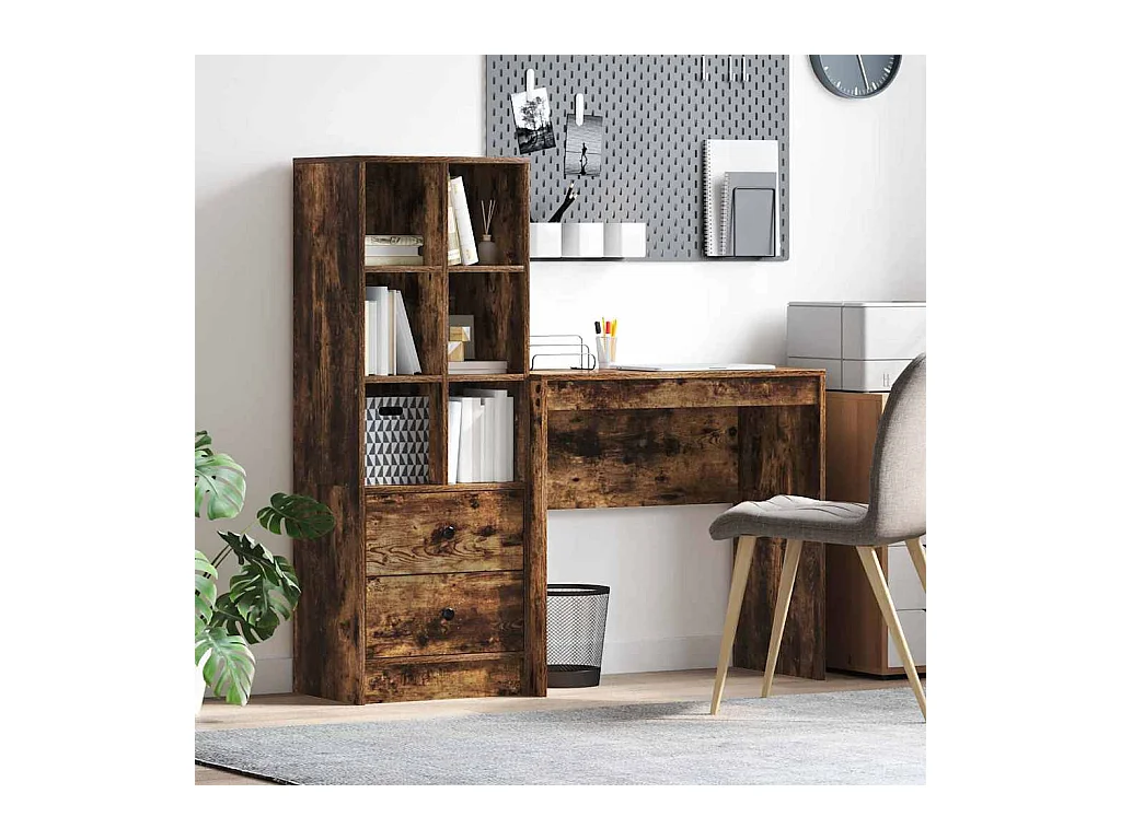Bureau avec rangement 2 pcs Chêne fumé 80 x 40 x 76 cm