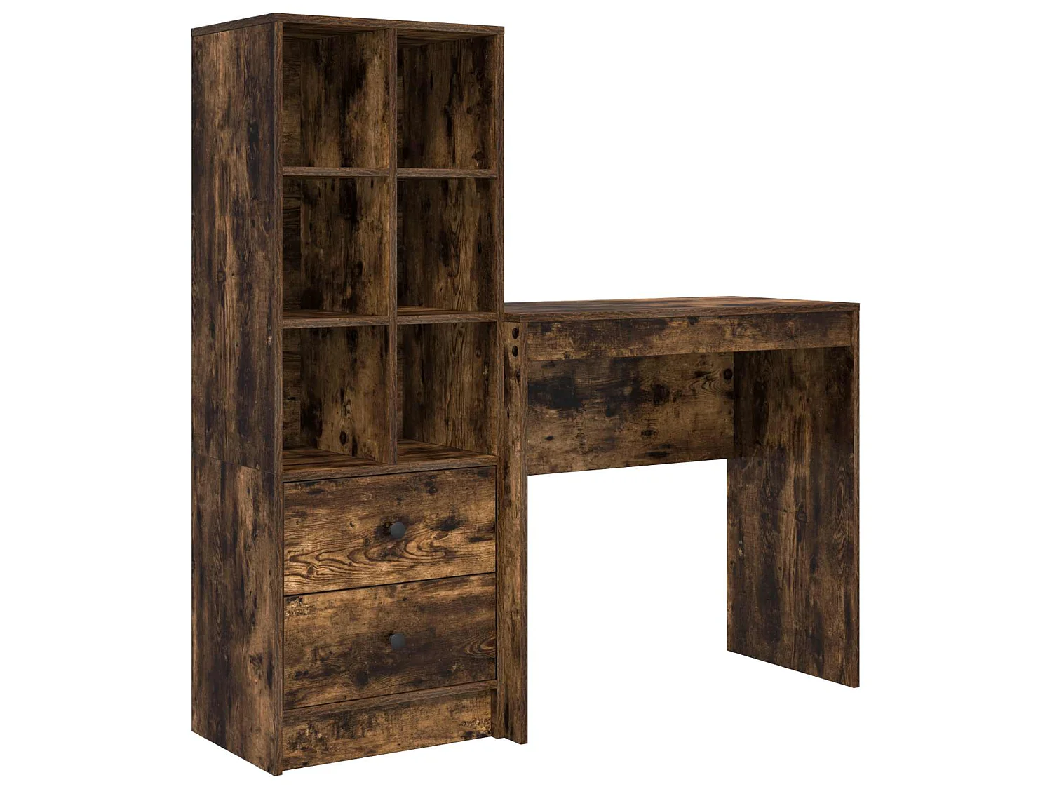 Bureau met lade met plank met opslag 2 pcs Gerookt eiken