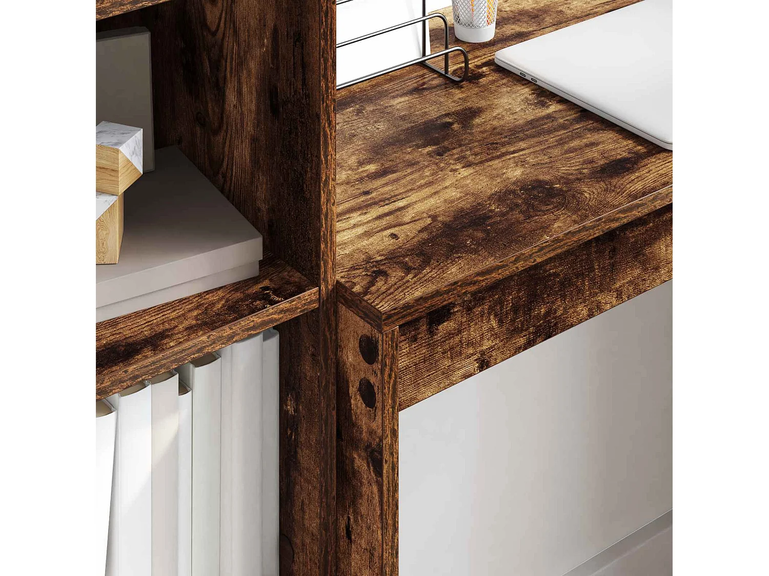 Bureau met lade met plank met opslag 2 pcs Gerookt eiken