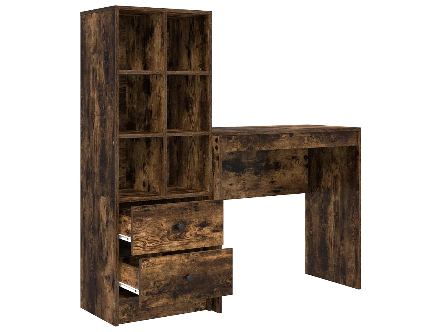 Bureau met lade met plank met opslag 2 pcs Gerookt eiken