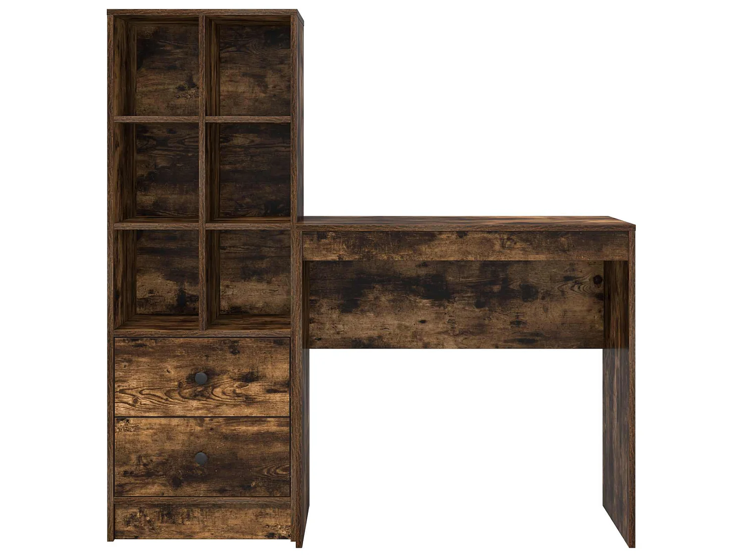 Bureau met lade met plank met opslag 2 pcs Gerookt eiken