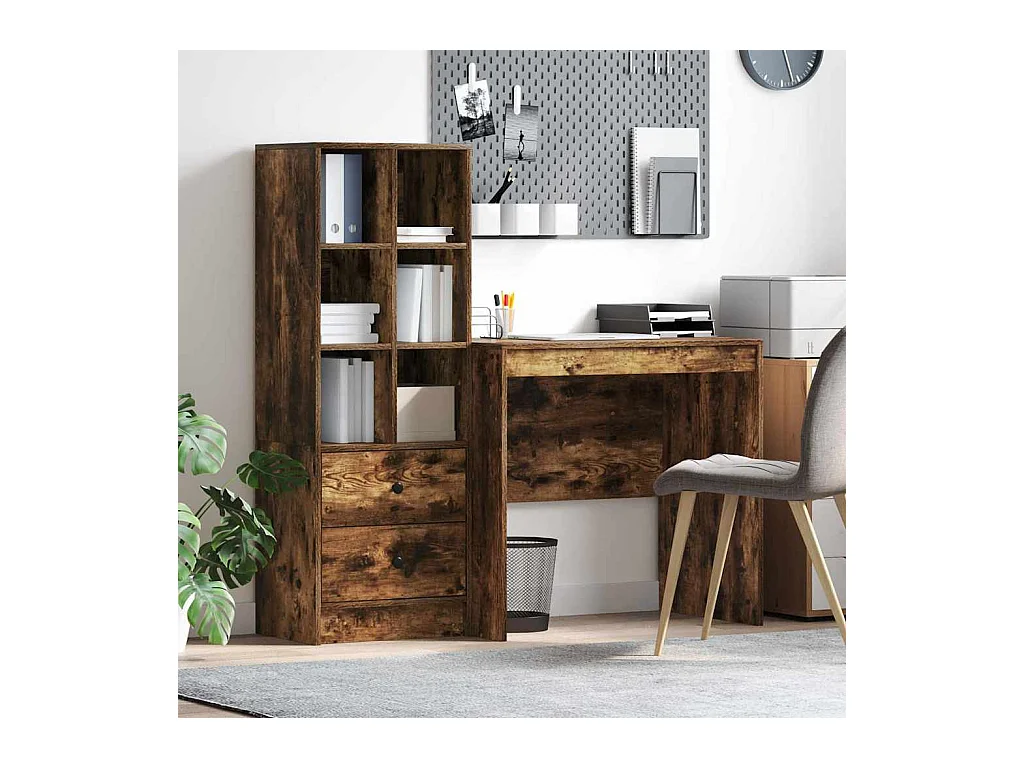 Bureau avec rangement 2 pcs Chêne fumé 80 x 50 x 76 cm