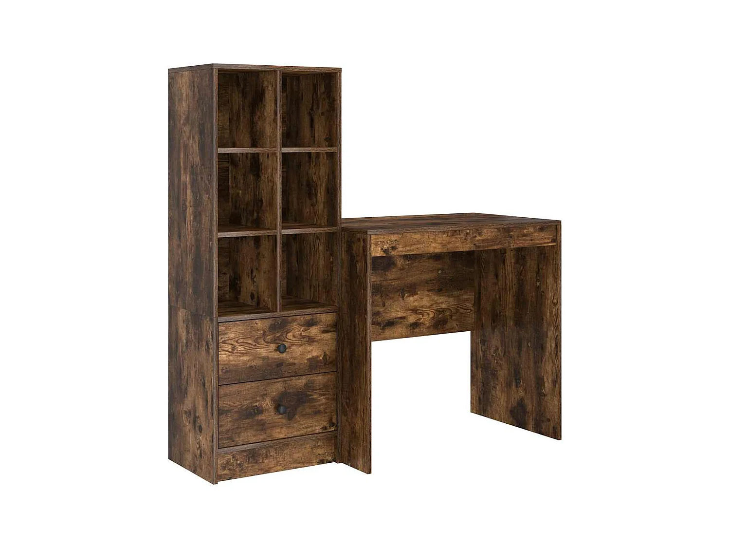 Schreibtisch mit Stauraum mit Regal 2 pcs Geräucherte Eiche