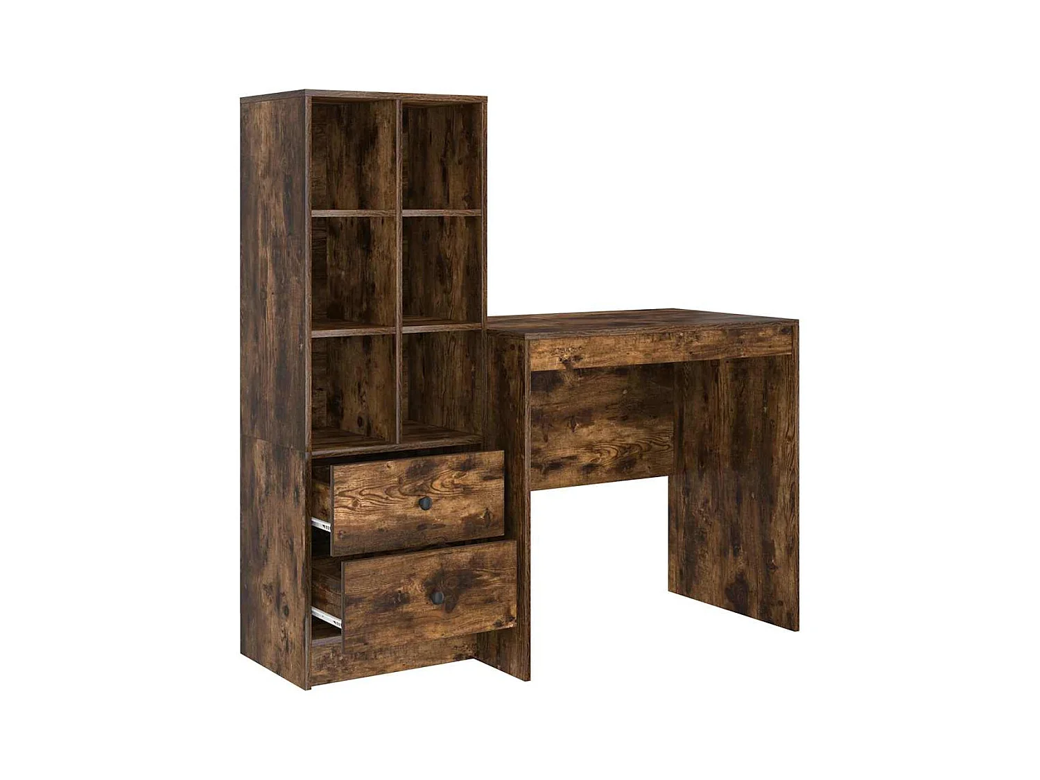 Schreibtisch mit Stauraum mit Regal 2 pcs Geräucherte Eiche