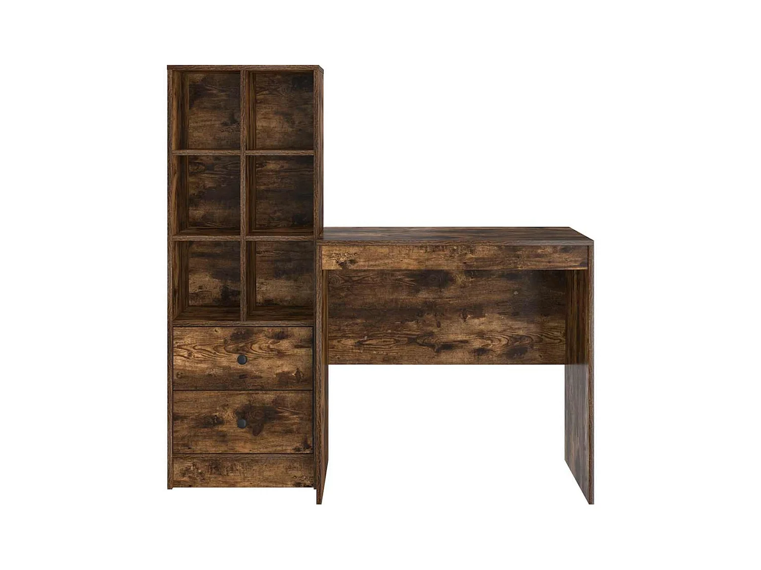Schreibtisch mit Stauraum mit Regal 2 pcs Geräucherte Eiche