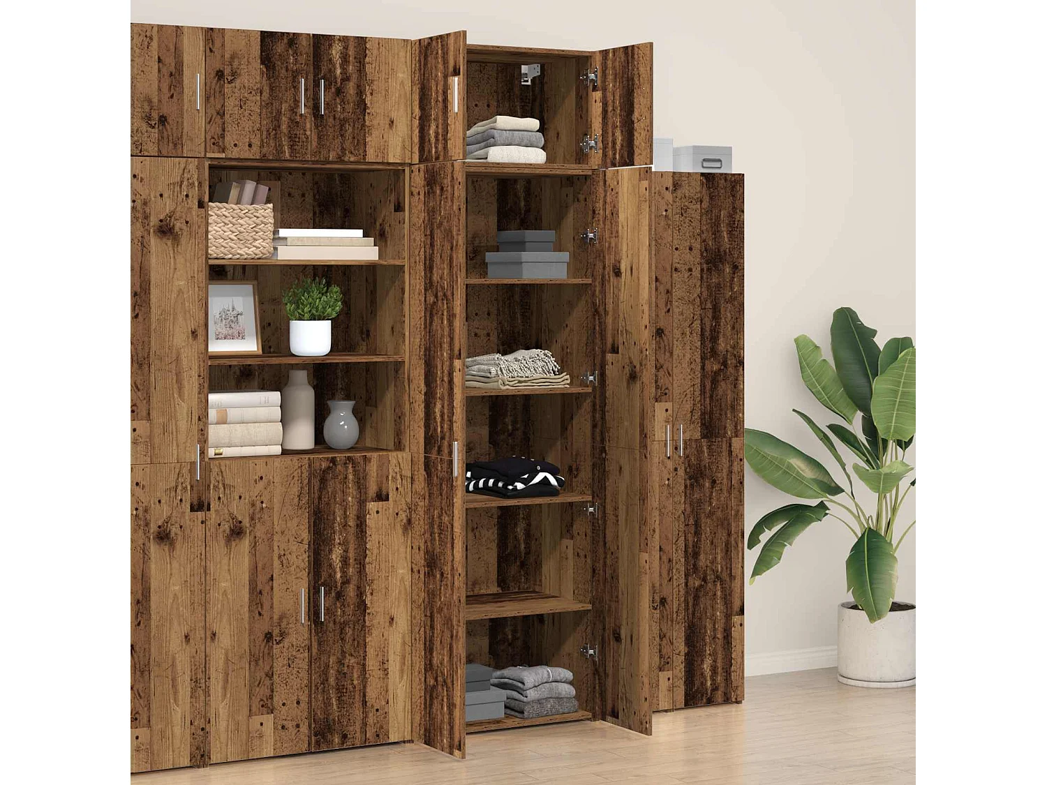 Armoire de rangement 2 pcs Bois ancien 70 x 42,5 x 225 cm