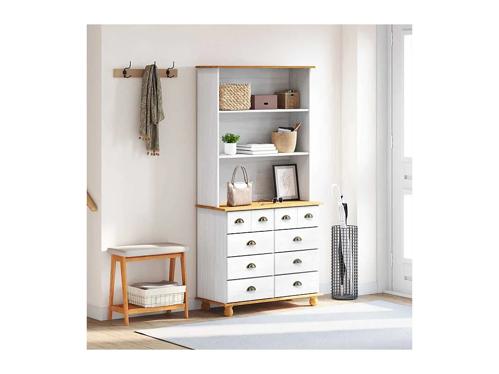 Hutch ASKIM Blanc 91 x 40 x 184 cm Bois de pin massif