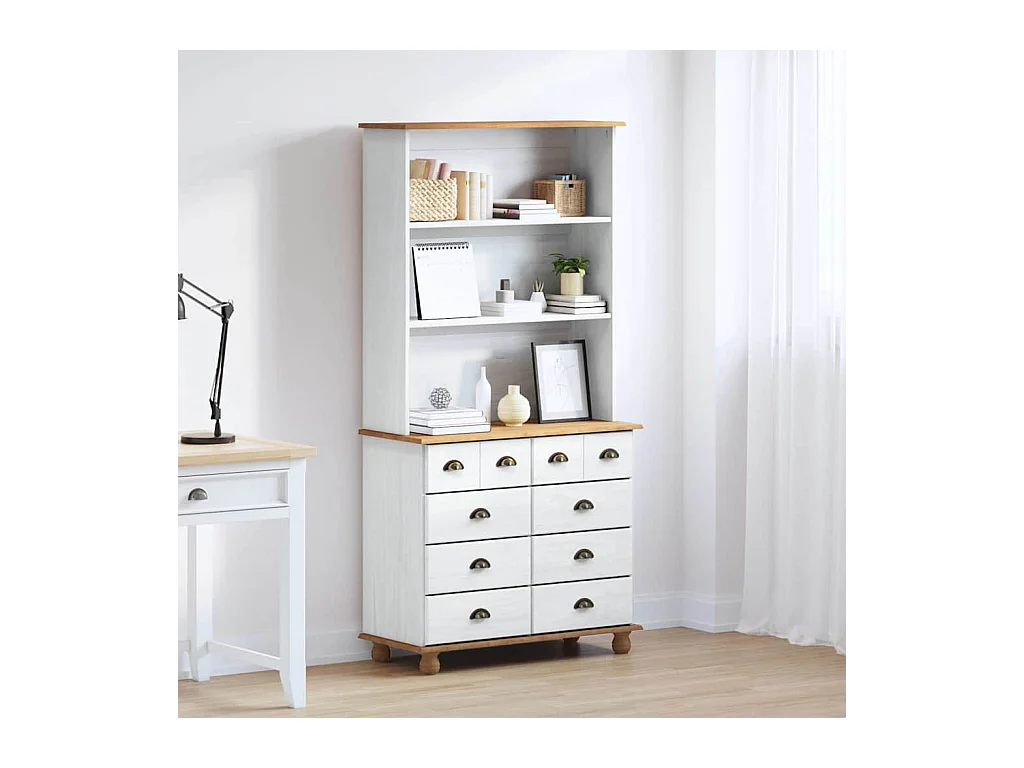Hutch avec tiroir Blanc 91 x 40 x 184 cm Bois de pin massif