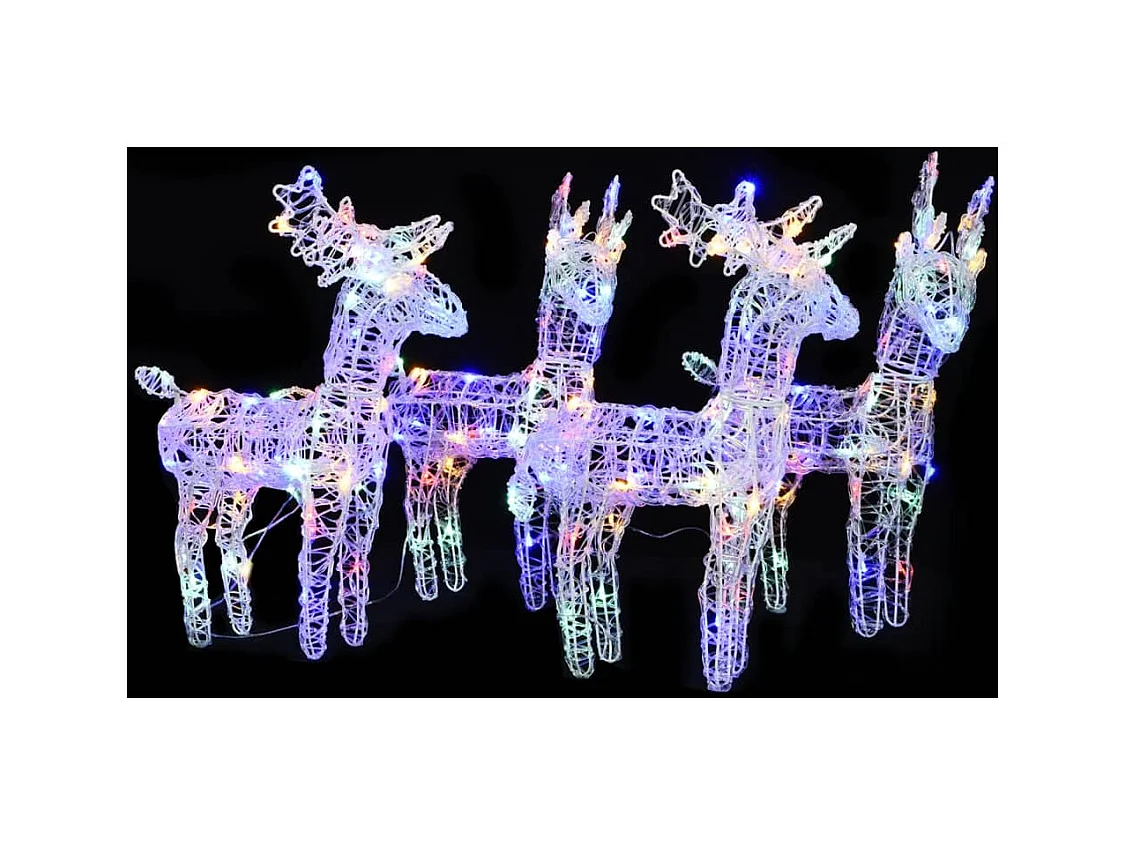 Rennes de Noël 4 pcs 160 LED Multicolore Acrylique