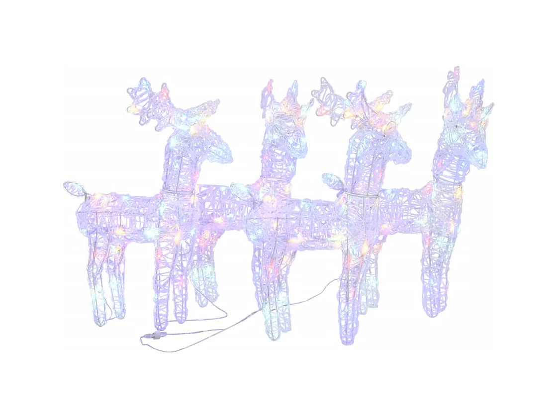 Rennes de Noël 4 pcs 160 LED Multicolore Acrylique