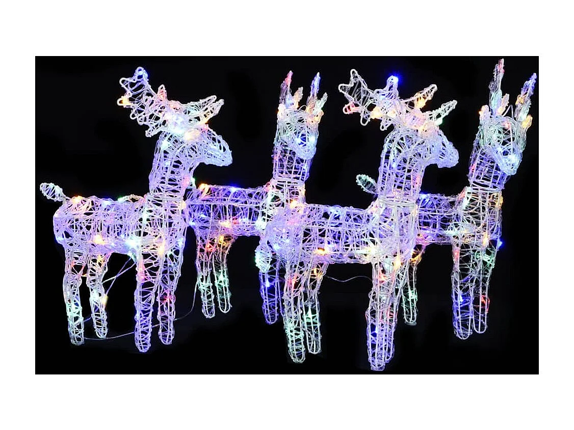 Rennes de Noël 4 pcs 160 LED Multicolore Acrylique
