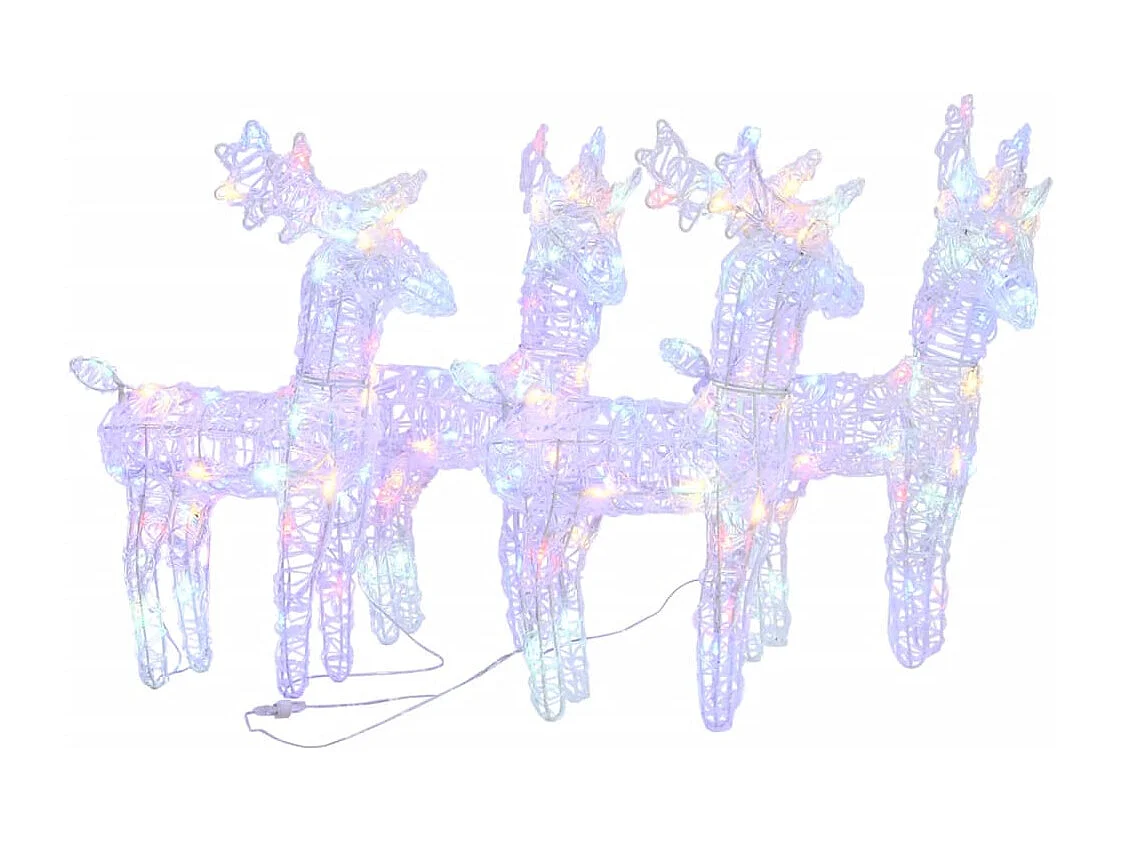 Rennes de Noël 4 pcs 160 LED Multicolore Acrylique