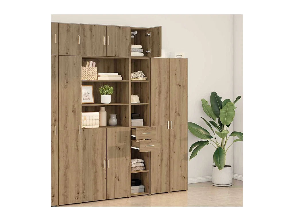 Cabinet de rangement slim chêne artisanal 30 x 42.5 x 225 cm