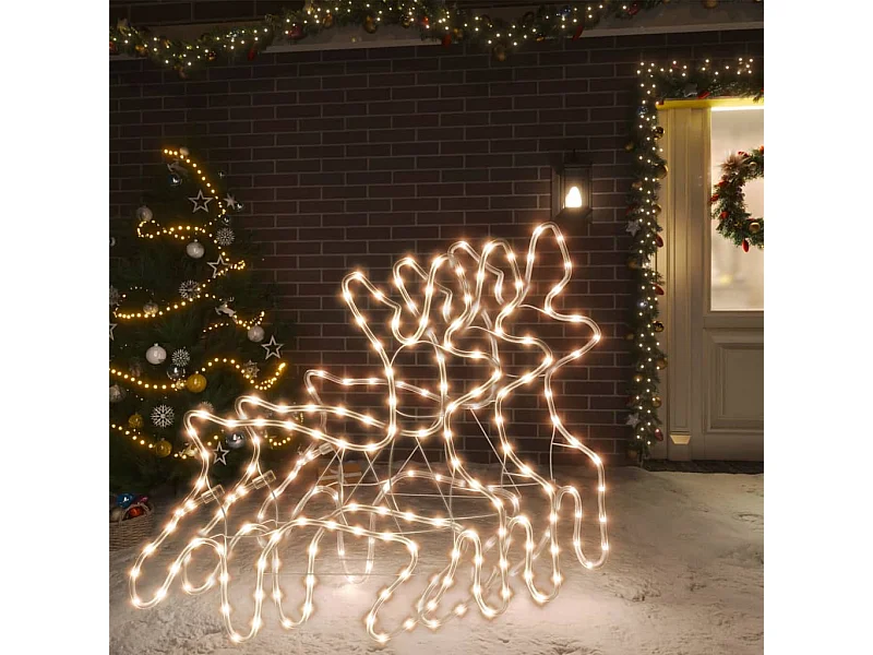 Rennes de Noël avec LED 3 pcs Blanc chaud 57x55x4,5 cm