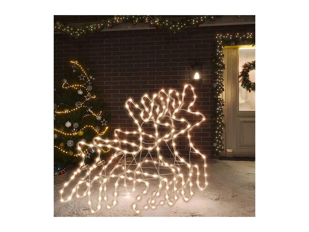 Rennes de Noël avec LED 3 pcs Blanc chaud 57x55x4,5 cm