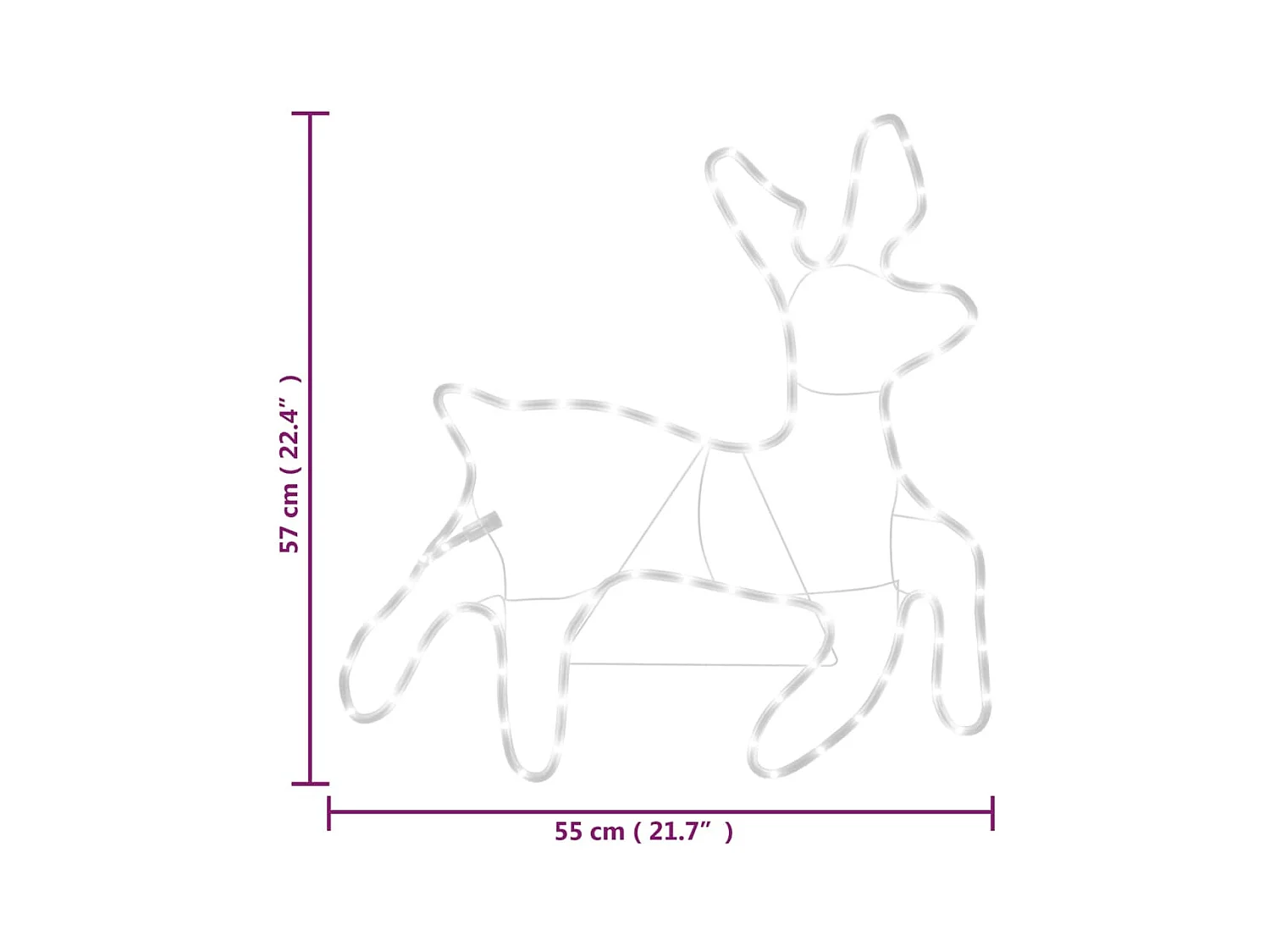 Rennes de Noël avec LED 3 pcs Blanc chaud 57x55x4,5 cm