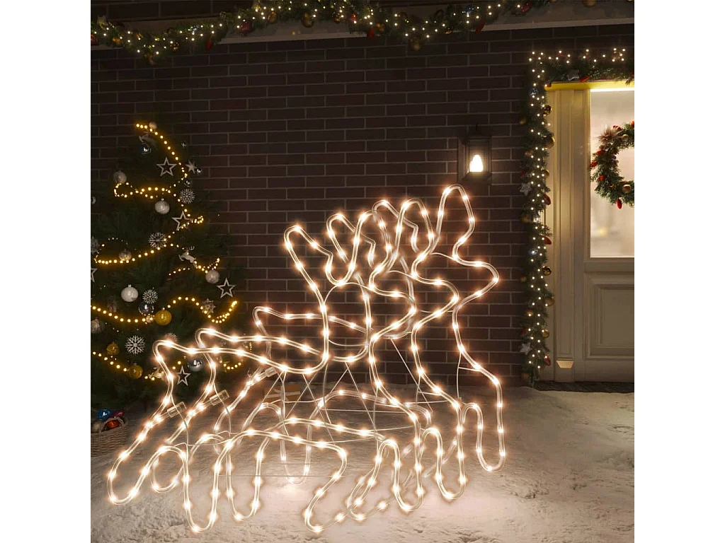 Rennes de Noël avec LED 3 pcs Blanc chaud 57x55x4,5 cm