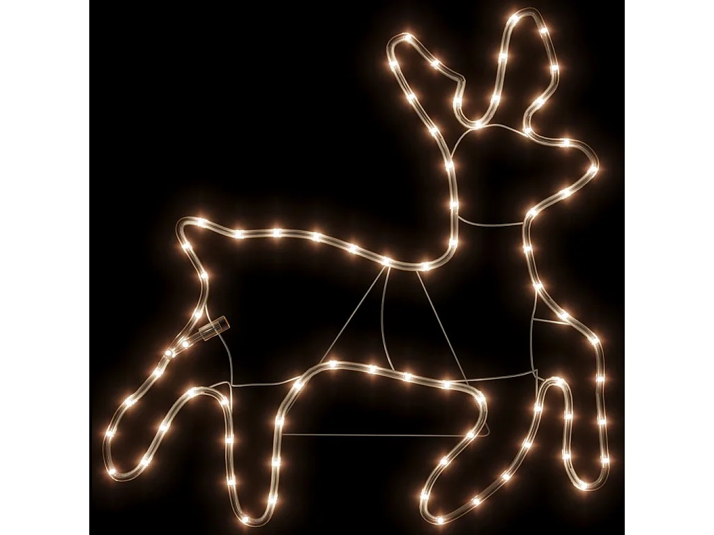 Rennes de Noël avec LED 3 pcs Blanc chaud 57x55x4,5 cm