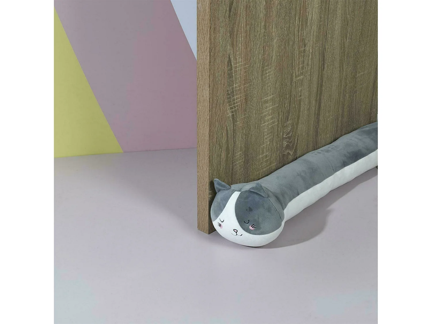 Boudin de porte en polyester chat collection KAWAII gris et blanc