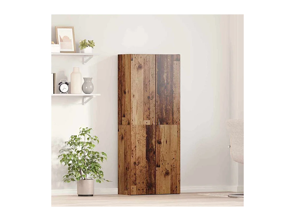 Highboard en vieux bois 60 x 32 x 153 cm - fabriqué en bois d'ingénierie.