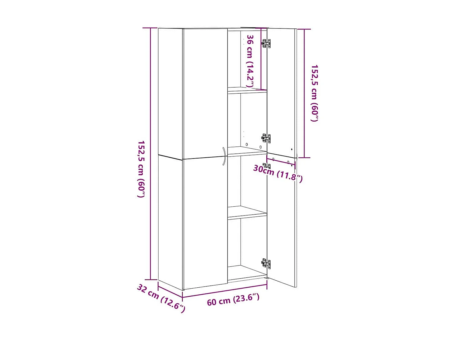 Büroschrank mit Regal Altholz 70 x 32 x 77.5 cm Holzwerkstoff