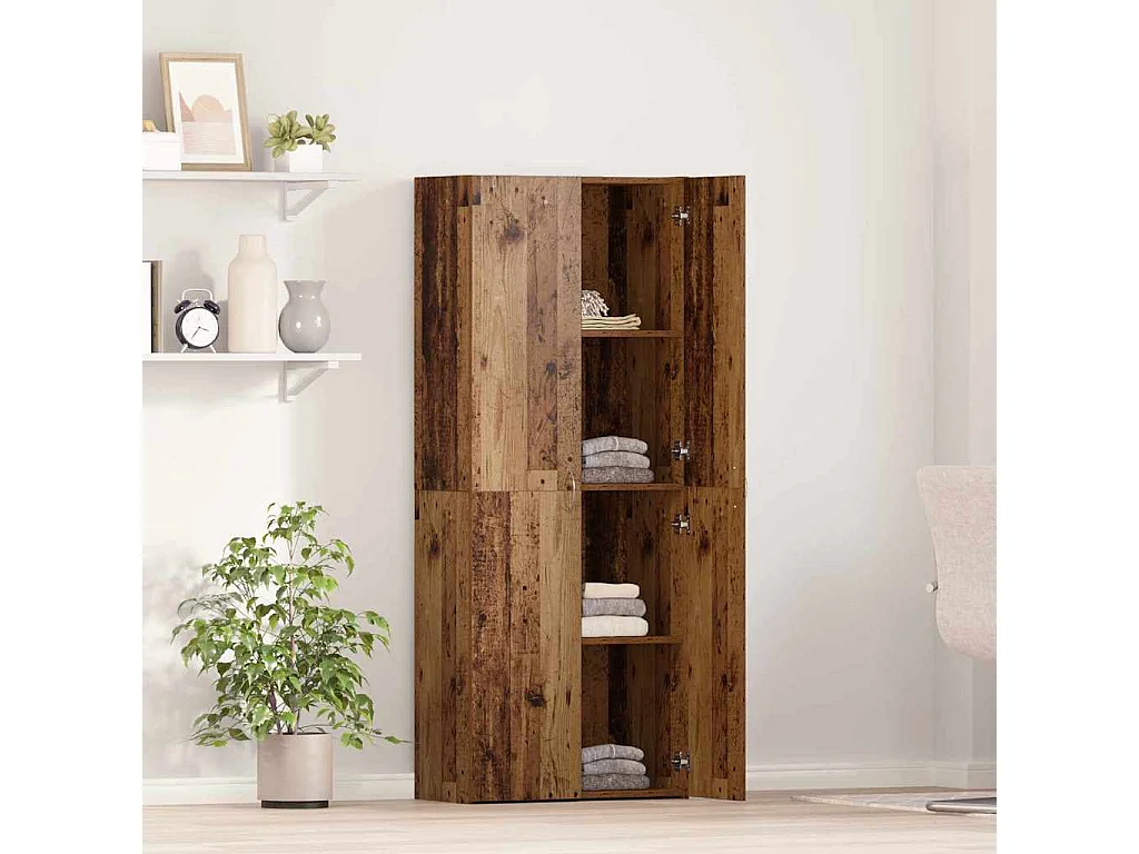 Kantoorkast Oud hout 60 x 32 x 152,5 cm Bewerkt hout