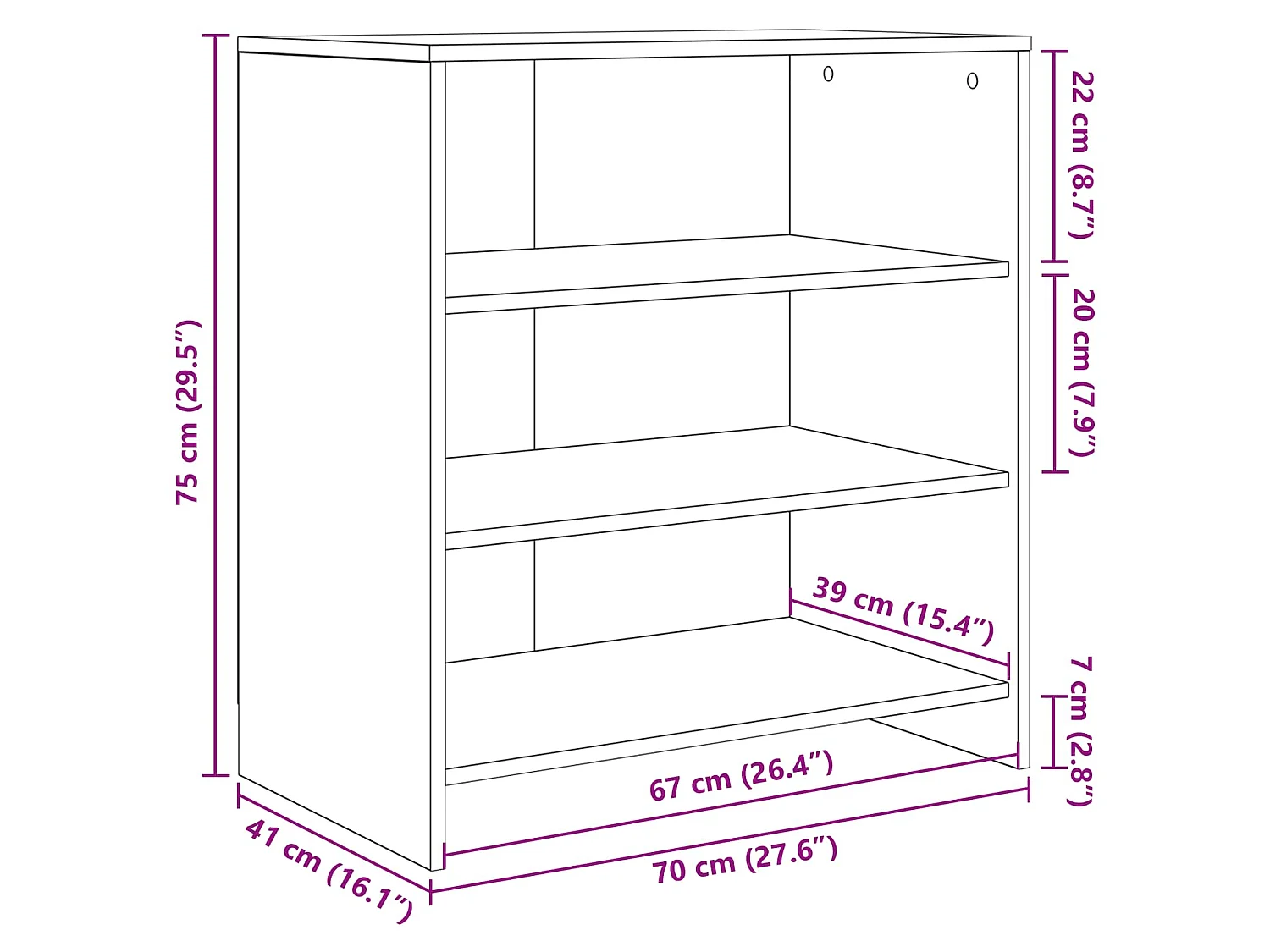 Credenza Marrone 70 x 41 x 75 cm Legno multistrato