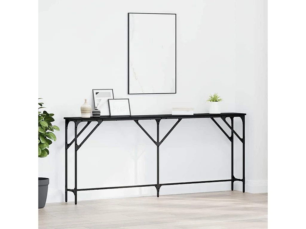 Konsolentisch Schwarz Eichen-Optik 180 x 23 x 75 cm