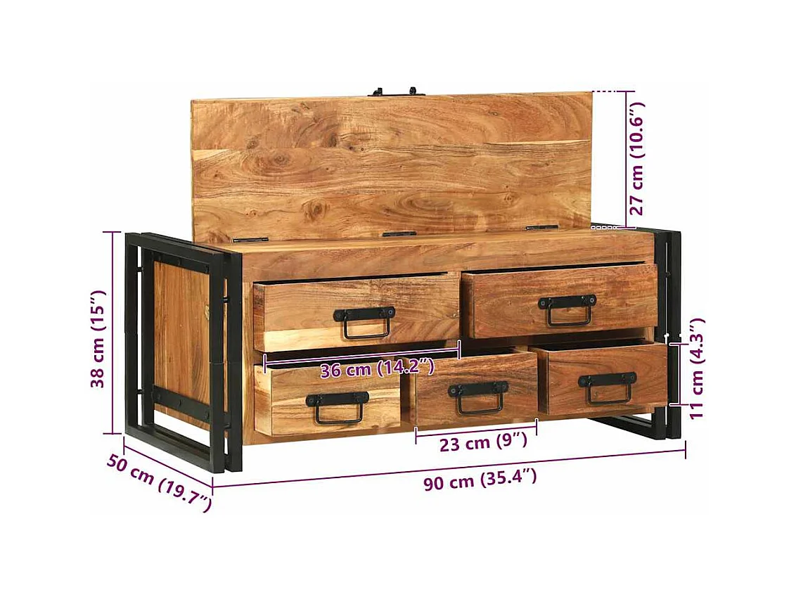 Table basse Marron 90 x 50 x 38 cm Bois d'acacia massif