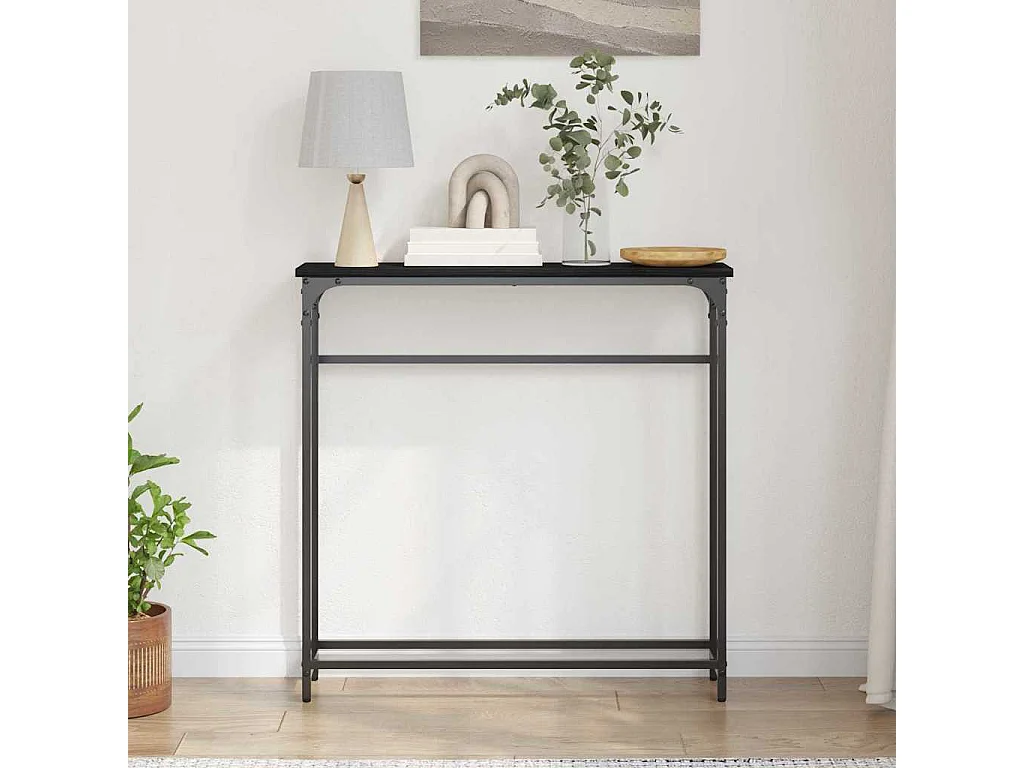 Table console Chêne noir 75 x 19,5 x 75 cm Bois d'ingénierie