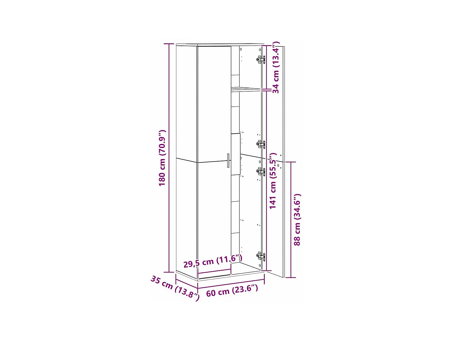 Alto mobile Legno vecchio 60 x 35 x 180 cm Legno multistrato