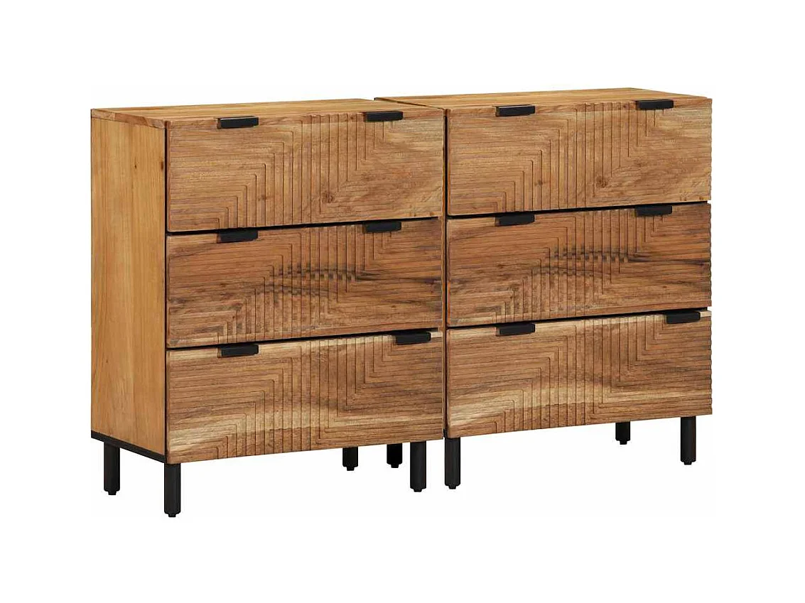 Credenza 2 pcs Marrone 60 x 33 x 75 cm Legno massello di acacia