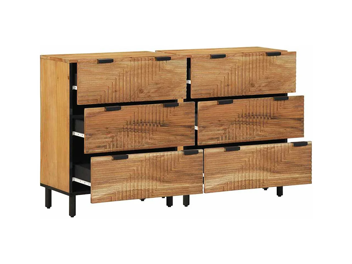 Credenza 2 pcs Marrone 60 x 33 x 75 cm Legno massello di acacia