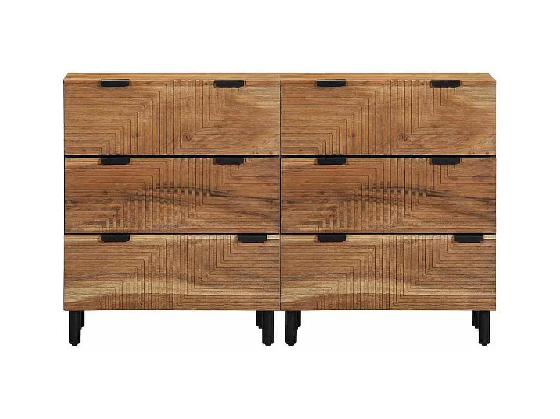 Credenza 2 pcs Marrone 60 x 33 x 75 cm Legno massello di acacia