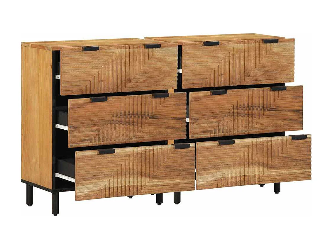 Conjunto de Buffets 2 pcs Natural Madeira Sólida de Acácia