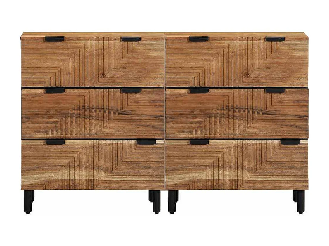Conjunto de Buffets 2 pcs Natural Madeira Sólida de Acácia