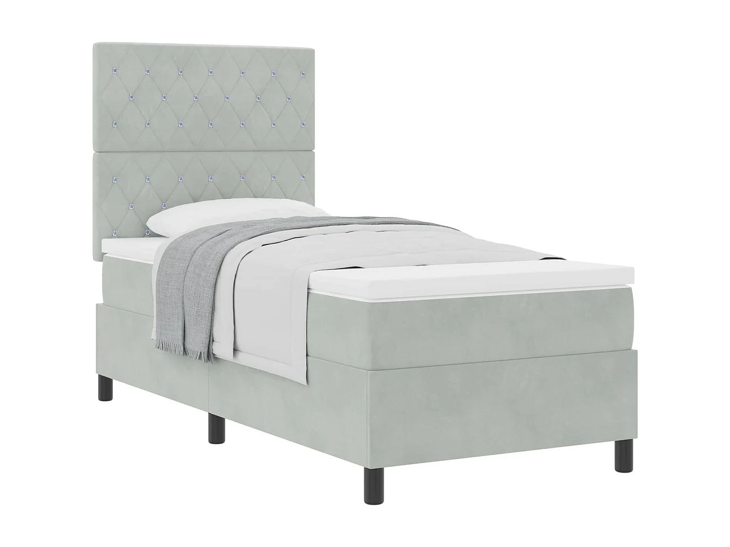 Letto a molle con materasso Grigio chiaro 90 x 190 cm Tessuto