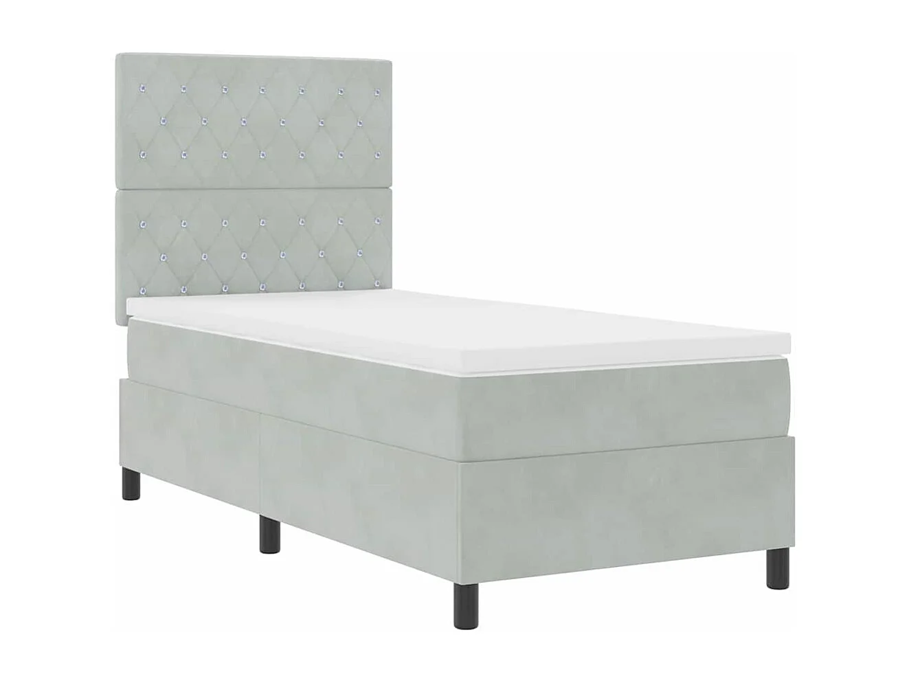 Letto a molle con materasso Grigio chiaro 90 x 190 cm Tessuto