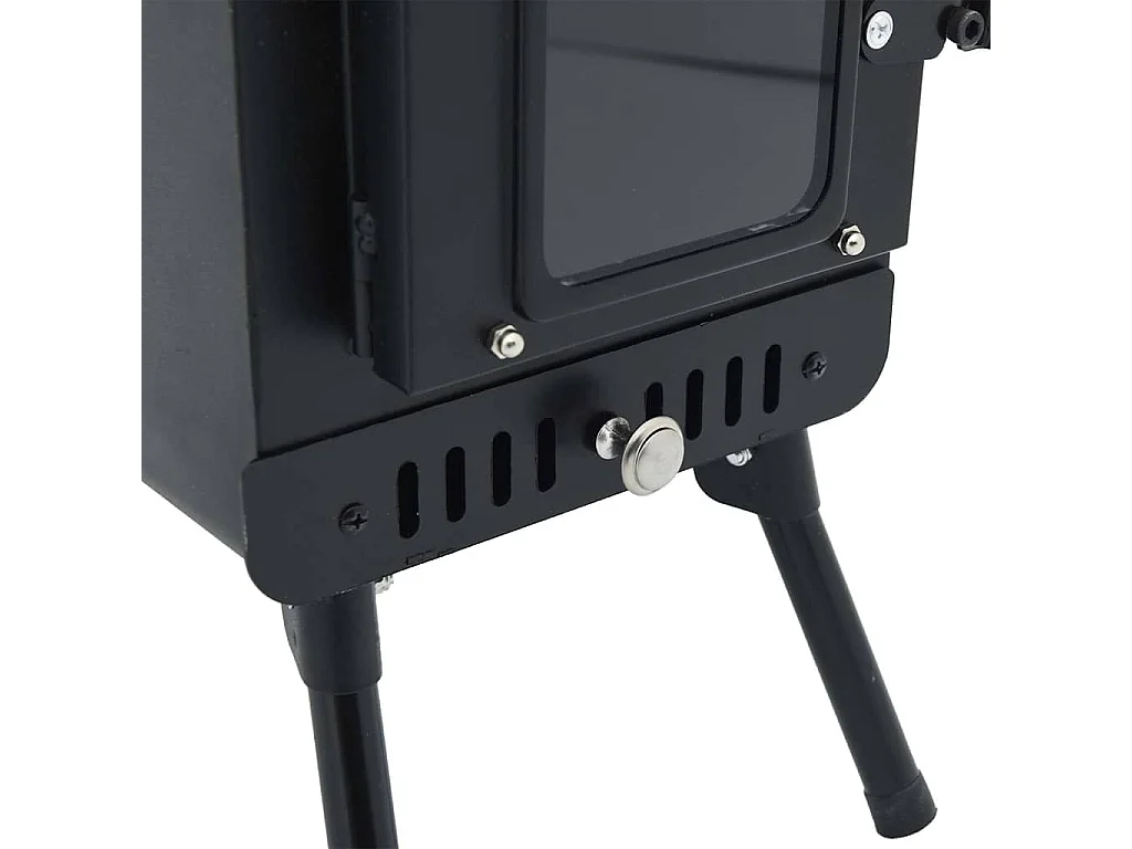 Poêle à bois de tente et cheminée et pieds pliables noir acier