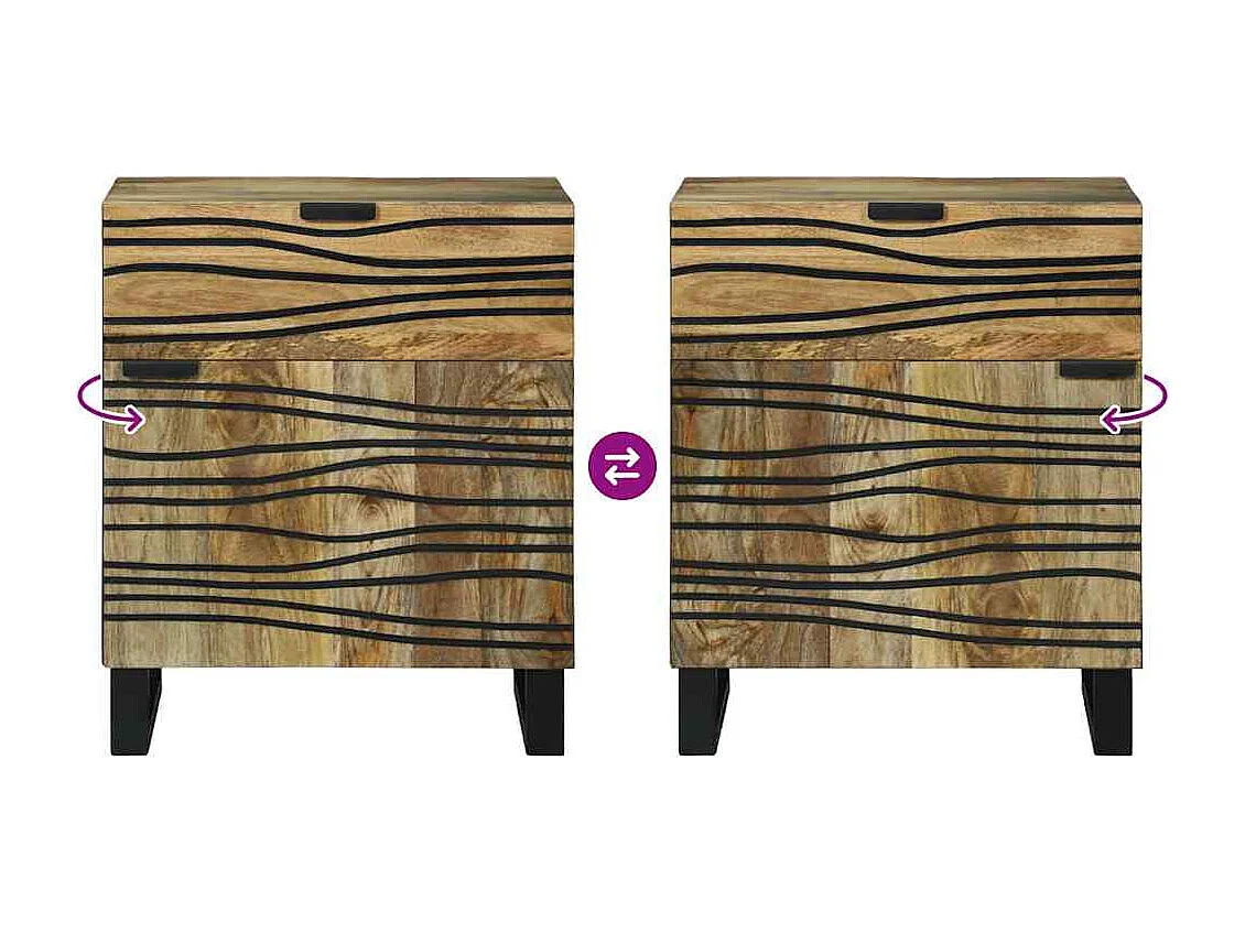 Armario de Noche Marrón 50 x 33 x 60 cm madera maciza de mango