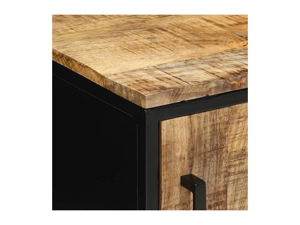 Nachttisch Braun und Schwarz 30 x 30 x 40 cm Massivholz Mango