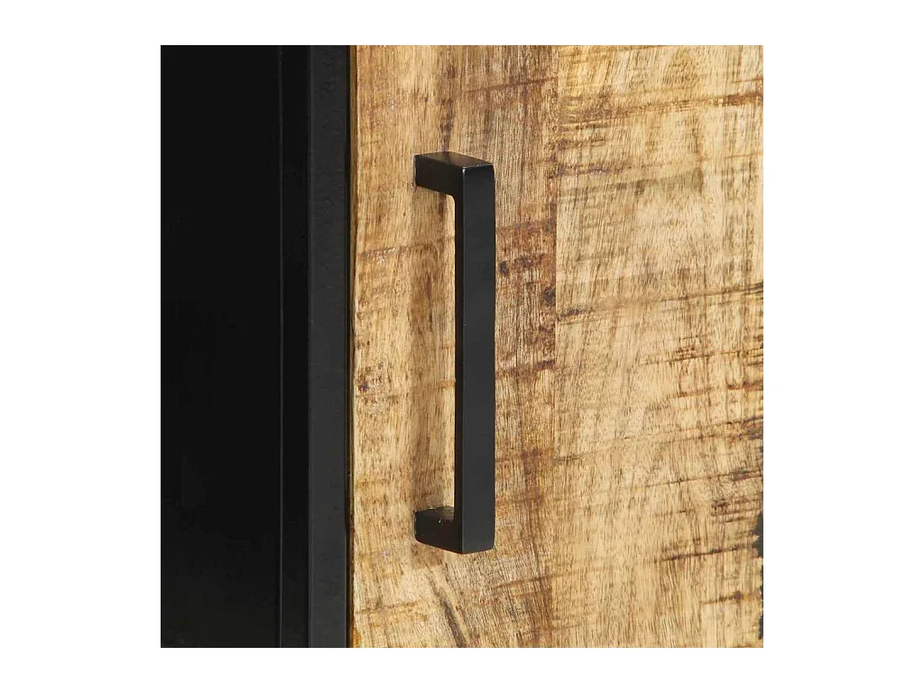 Nachttisch Braun und Schwarz 30 x 30 x 40 cm Massivholz Mango