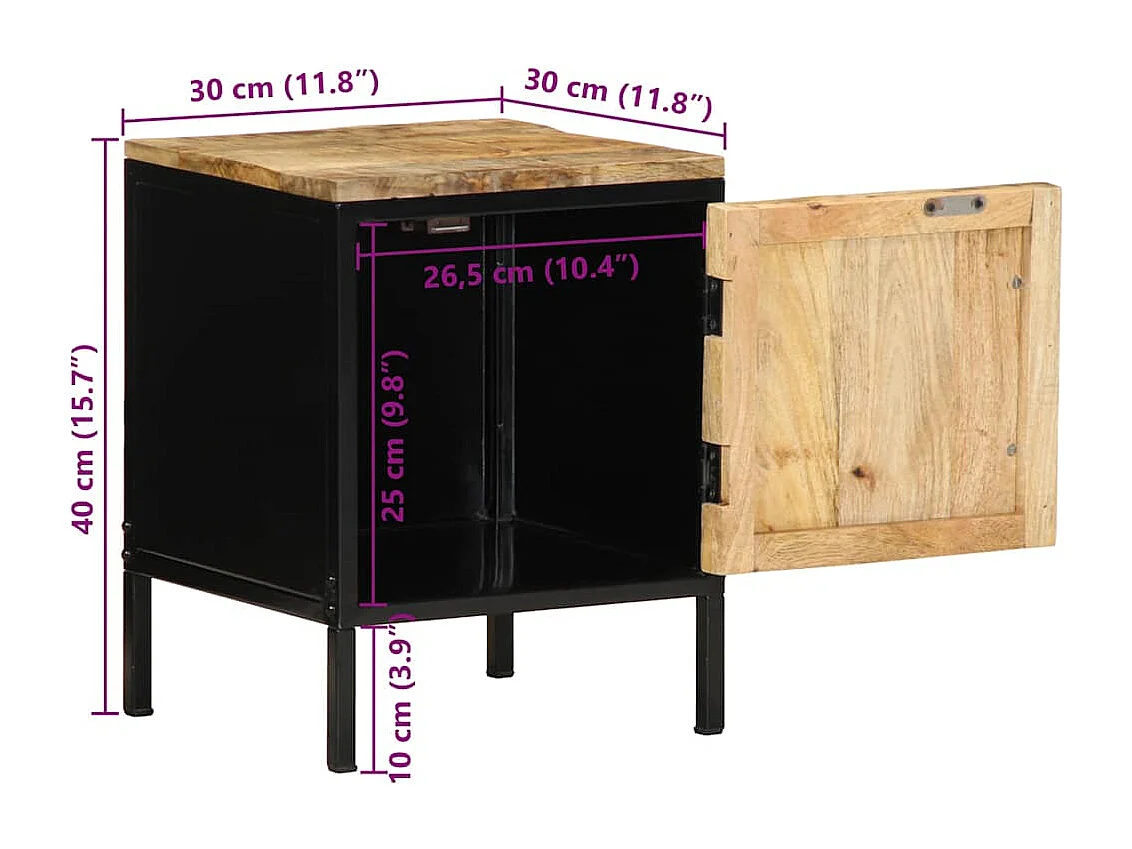 Armadio da Notte Marrone e Nero 30 x 30 x 40 cm