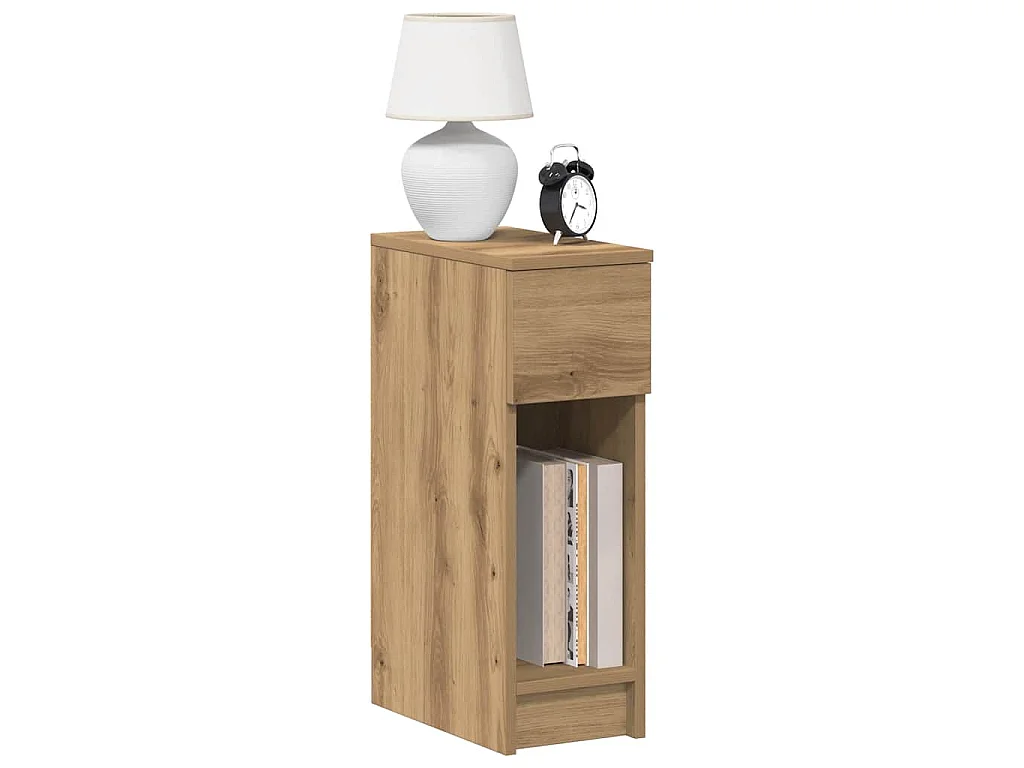 Table de chevet avec tiroir chêne artisanal 20x36x60 cm