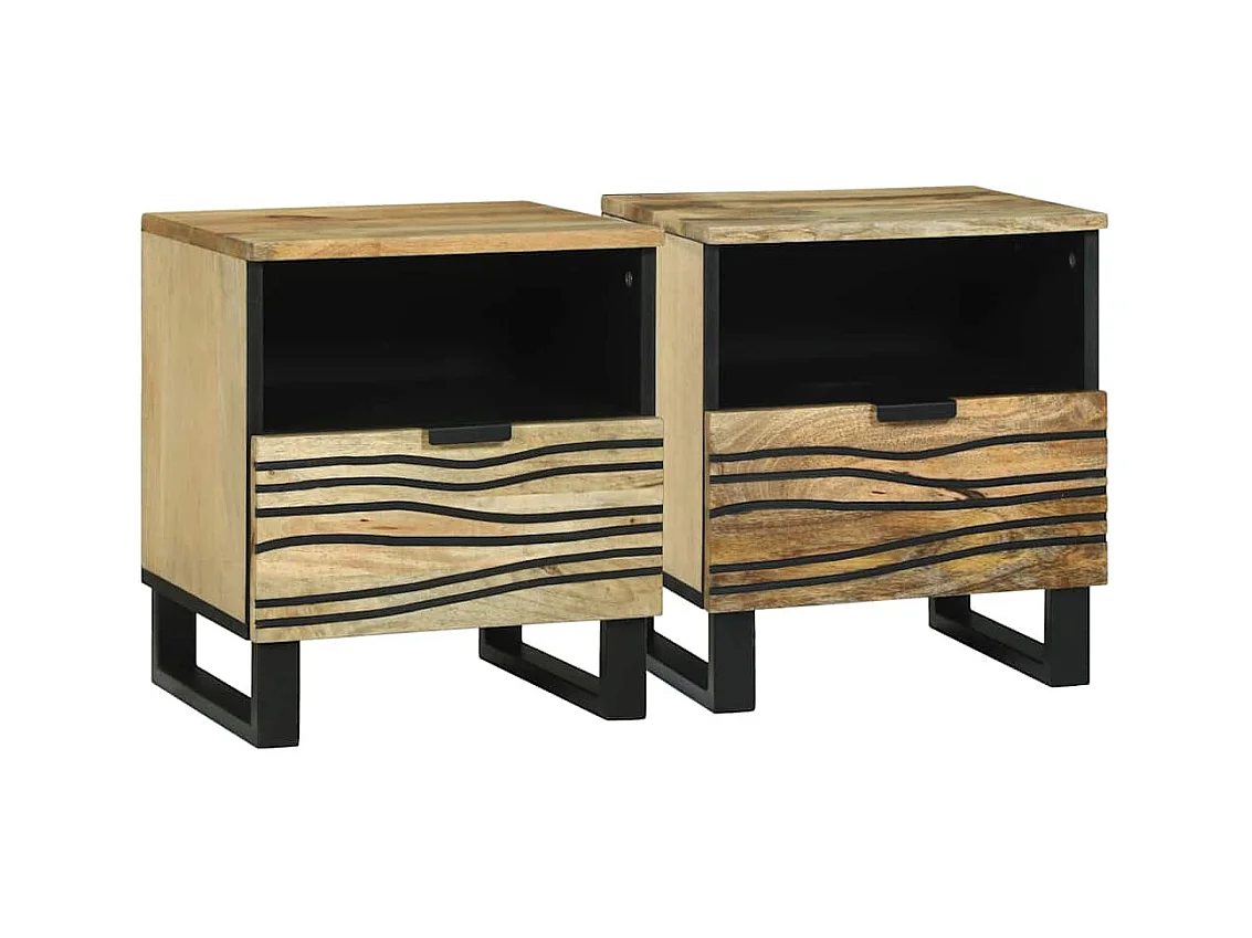 Nachtkastje 2 pcs Bruin 40 x 33 x 46 cm massief mangohout